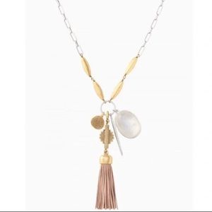 NIB Stella & Dot Victoria Pendant Mixed metal Rose Quartz - Never Worn